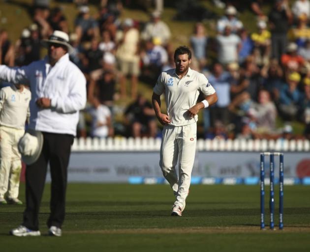 Umpire Richard Illingworth calls the no-ball on the first day of the test. Photo: Getty Images