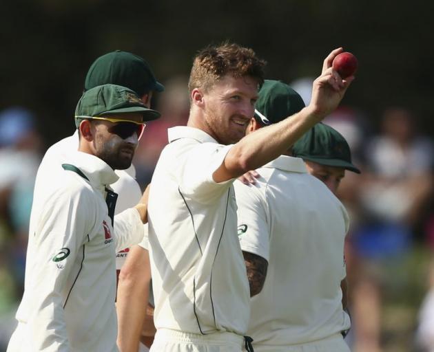 Australia's Jackson Bird celebrates taking five wickets on day 4 of the test in Christchurch. Photo: Getty Images