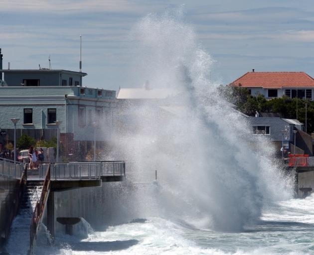 Big surf at Dunedin's St Clair beach. Photo: Gerard O'Brien