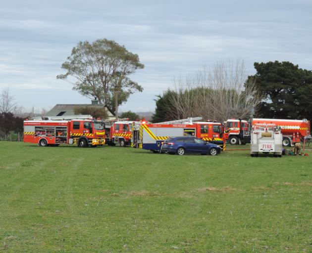 Fire crews at the scene of a house fire in Glasnevin, south of Waipara. Photo: Robyn Bristow/NCN Fire crews at the scene of a house fire in Glasnevin, south of Waipara. Photo: Robyn Bristow/NCN