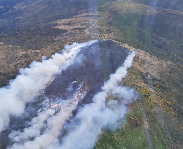 An aerial image taken of the fire near Flagstaff. Photo: Fire and Emergency New Zealand