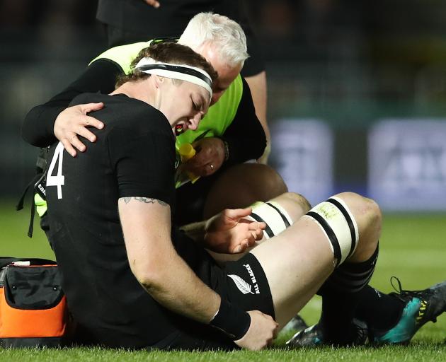 Brodie Retallick damaged his shoulder in the first minute of the clash against the Pumas in...