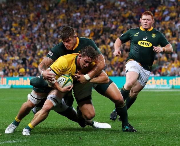 Michael Hooper scored a try for the Wallabies. Photo: Getty Images