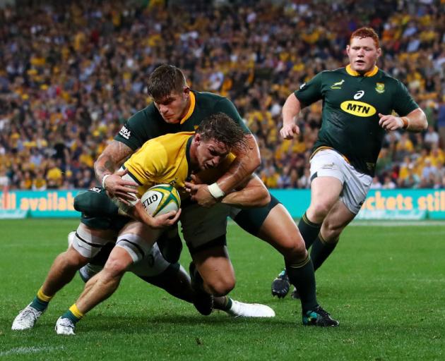 Michael Hooper scored a try for the Wallabies. Photo: Getty Images 