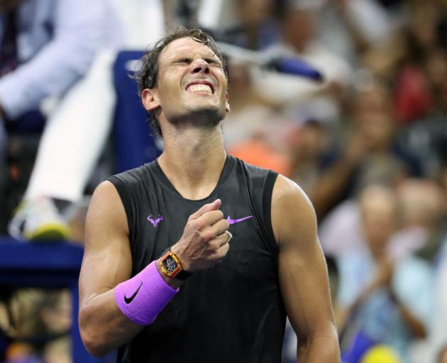An elated Rafael Nadal celebrates winning the US Open. Photo: Getty Images 