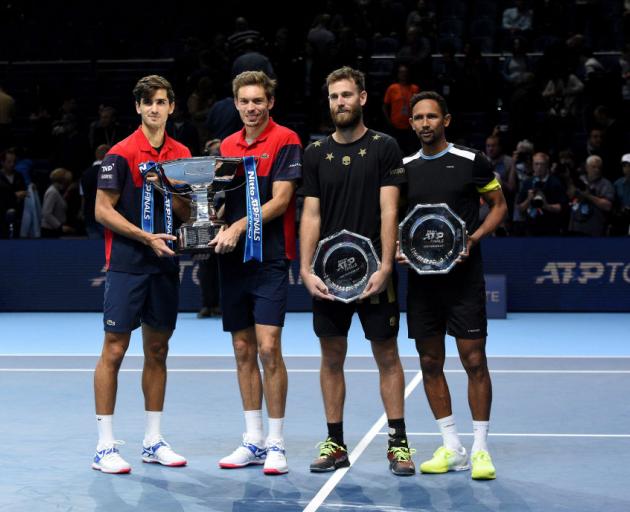 From left; Pierre-Hugues Herbert, Nicolas Mahut with Michael Venus and Raven Klaasen. Photo;...