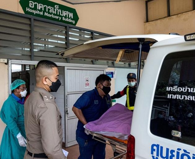 Shane Warne's body was transported from the Koh Samui Hospital mortuary on Sunday after he died...