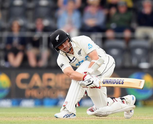 Black Caps wicketkeeper-batsman BJ Watling sweeps during the second test against Pakistan.