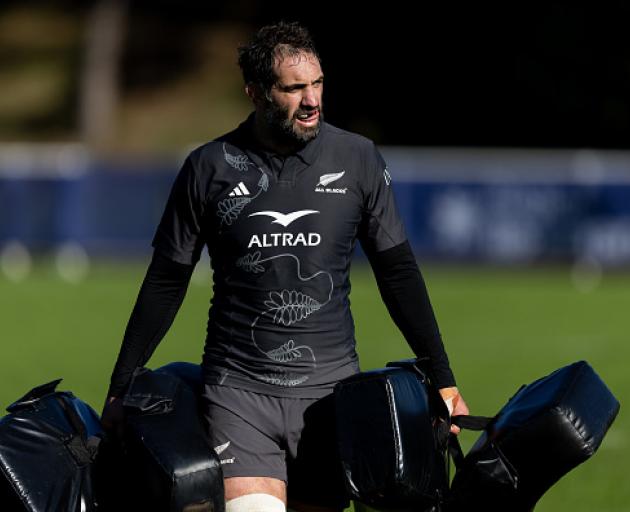 Sam Whitelock during an All Blacks training run before the World Cup final against South Africa ...
