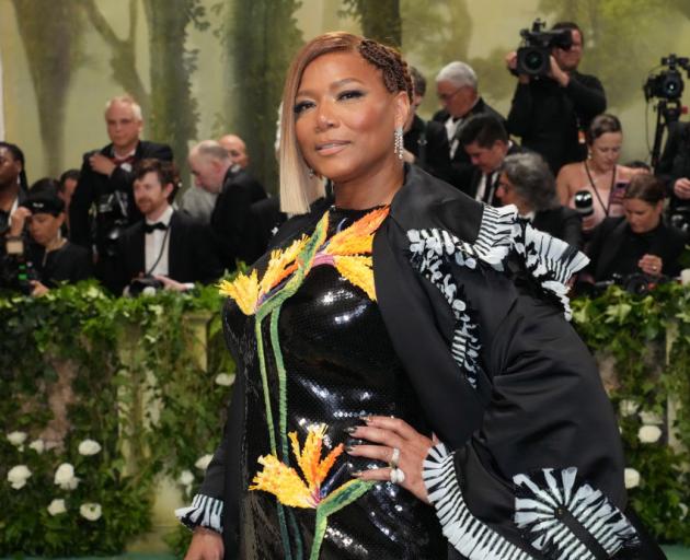 Queen Latifah's dress featured birds of paradise. Photo: Getty Images  