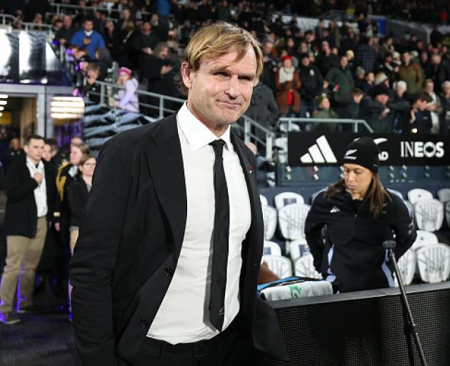All Blacks head coach Scott Robertson after the game against England at Forsyth Barr Stadium....