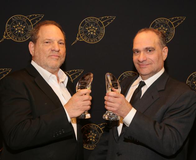 Harvey (left) and Bob Weinstein at an awards event in Los Angeles in 2015. Photo: Getty Images