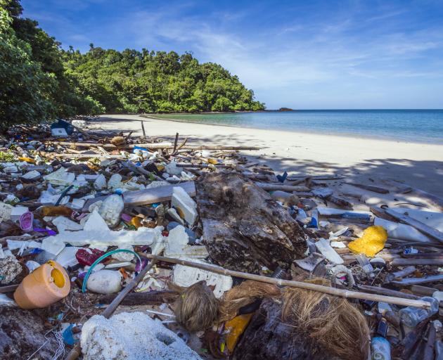 Rubbish washes up on the beach at Tarutao national park, in Thailand. PHOTO: GETTY IMAGES