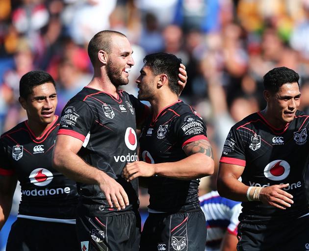 Simon Mannering (centre left) will start against the Storm at Mt Smart stadium. Photo: Getty Images 