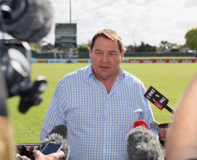 All Black coach Steve Hansen speaks to the media in Christchurch today. Photo: Getty Images 