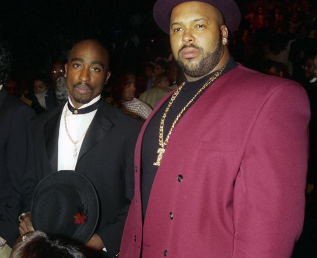 'Suge' Knight (right) pictured with Tupac Shakur at the Mike Tyson v Frank Bruno fight in Las...