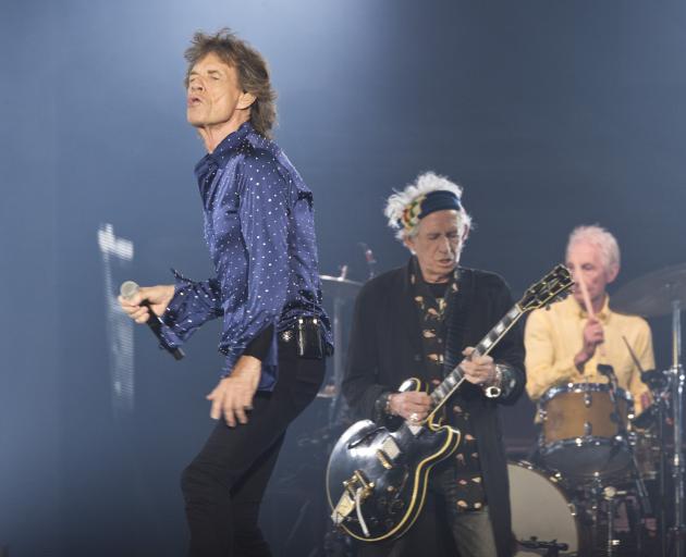 From left" Mick Jagger, Keith Richards and Charlie Watts performing in Barcelona. Photo: Getty...