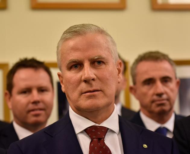 Michael McCormack (centre) was elected on Monday. Photo: Getty Images