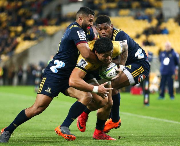 Lima Sopoaga and Waisake Naholo will be trying to stop Ben Lam from scoring any more tries...