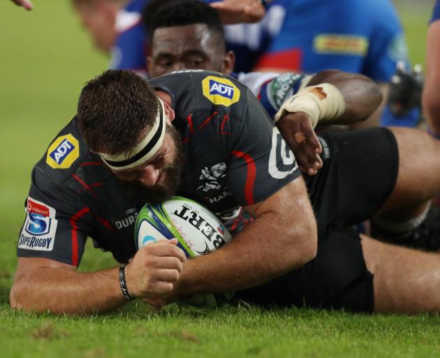 Thomas du Toit scores for the Sharks in Durban. Photo: Getty Images 