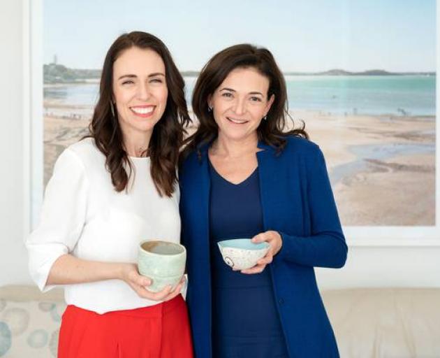 Prime Minister Jacinda Ardern with Facebook's chief operating officer Sheryl Sandberg in New York...