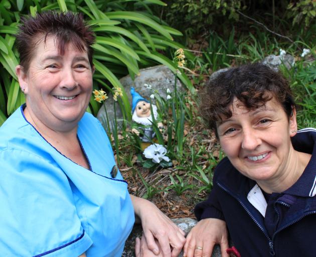 Mercy Hospital linen services co-ordinator Sandra Laidler (left) and hospital gardener Emma Paul...