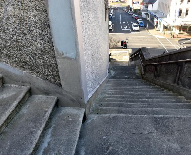 The Dowling St steps shortcut down to Princes St. Photo: Peter McIntosh 