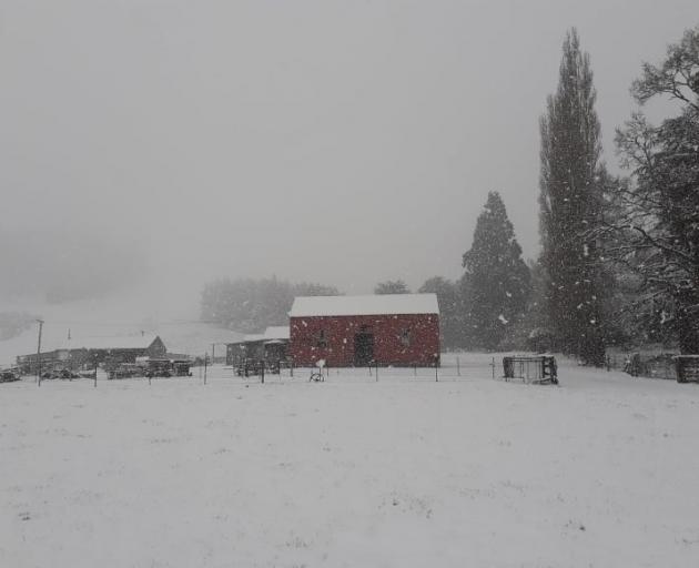 Snow blankets farmland near Heriot in West Otago. Photo: Paula Bisset