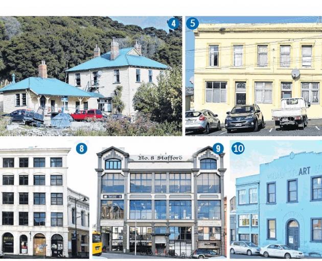 4: 50 Butts Rd, $3000, electrical rewiring; 5: 61 Carroll St, $5000, plaster facade restoration; 8: 470 Moray Pl, $20,000, earthquake strengthening; 9: 8 Stafford St, $10,000, completion of restoration works to facade; 10: 82 Bond St, $15,000, repairs to 