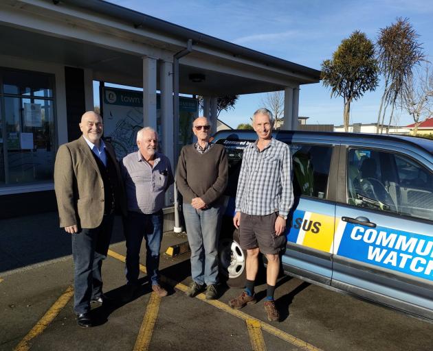Pegasus Residents’ Group Inc chairperson Matt James (left), Colin Brownlee, Barry Clarke and...
