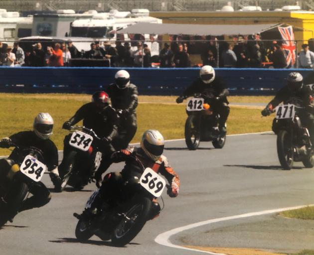 Eddy GArner and Tony Blain in their Harley Davidson's numbers 569 and 954, respectively at...