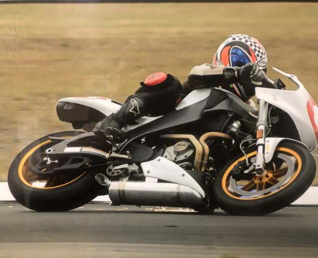 Eddy Garner at full speed on his H-D-engineered Buell in a competition in Christchurch. Photo:...