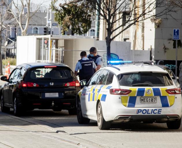 Police pull over a driver on Worcester St. Photo: Geoff Sloan