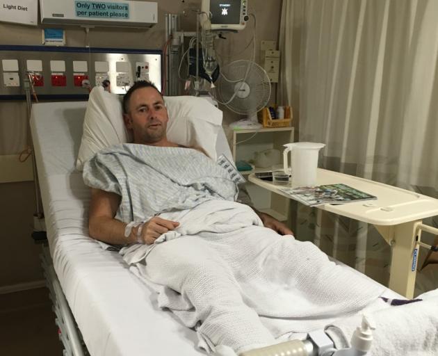 Aaron Williamson recuperates in Blenheim’s Wairau Hospital after a cycling crash. Photo: Supplied