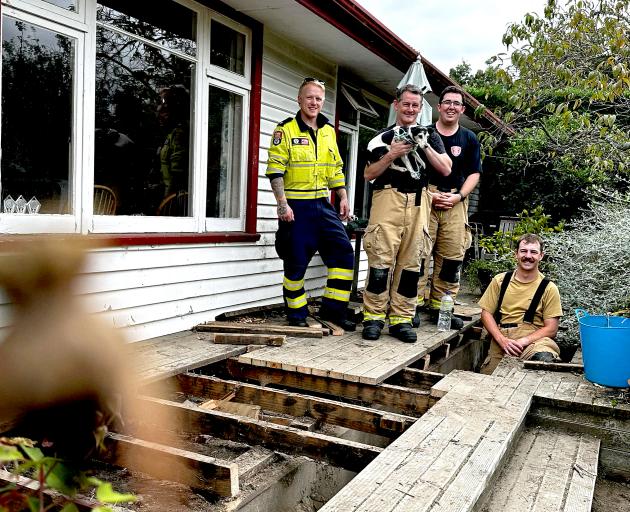 Lincoln volunteer firefighters Dylan Bryant (left), Shaun Barron, Ben Chambers and Ollie Rutland...