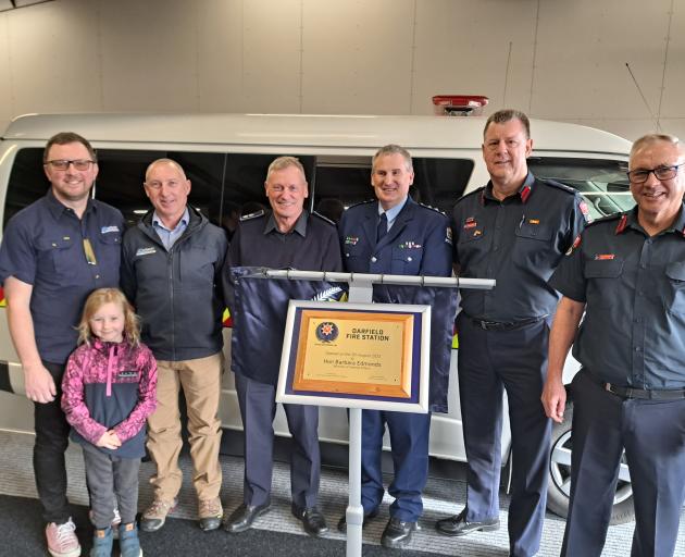 Response partners at the opening included Mayor Sam Broughton (left) and daughter Elliott, Selwyn...