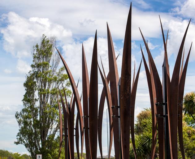 The Anzac fronds are made of pre-weathered steel and sit in four concrete slabs. Photo: Newsline