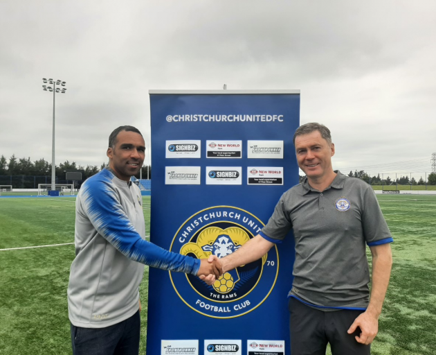 Paul Ifill and Christchurch United president Slava Meyn. Photo: Supplied