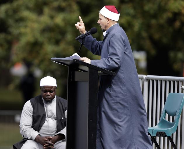 The Al Noor mosque's imam, Gamal Fouda, thanked New Zealanders for their support. Photo: AP
