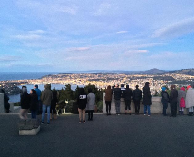 A crowd gathered at Signal Hill in Dunedin this morning. Photo: Tim Miller