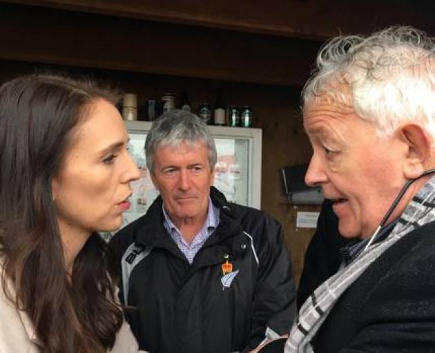 Bernie Monk (right) with Prime Minister Jacinda Ardern and West Coast-Tasman MP Damien O'Connor....