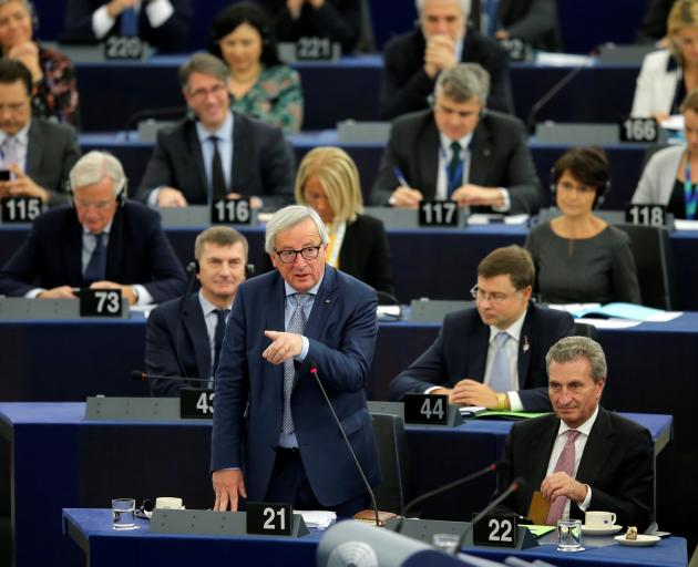 Jean-Claude Juncker at a debate on the future of Europe, at the European Parliament in Strasbourg...