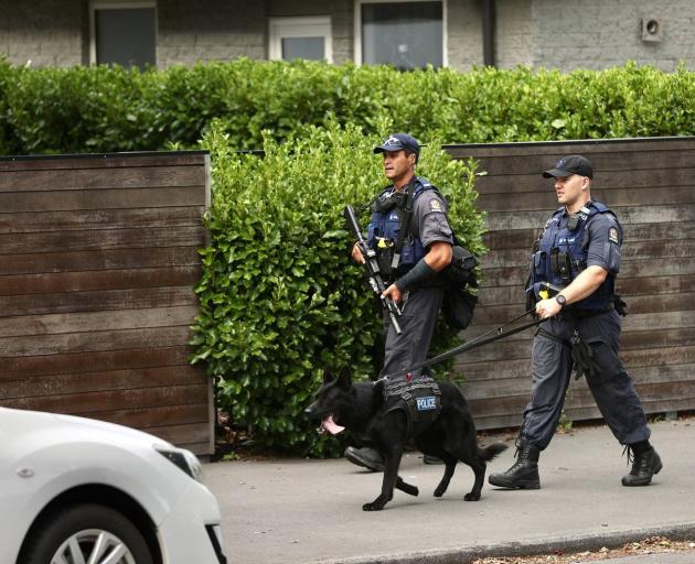 The dog squad was also sent to the property. Photo: George Heard