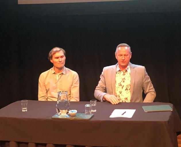 Dawn Aerospace general manager James Powell (left) and Waitaki Mayor Gary Kircher. Photo: Craig...