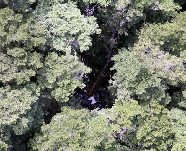 The site of the crash in the Lochy River basin in the Eyre Mountains, southwest of Queenstown. Photo: NZ Police 