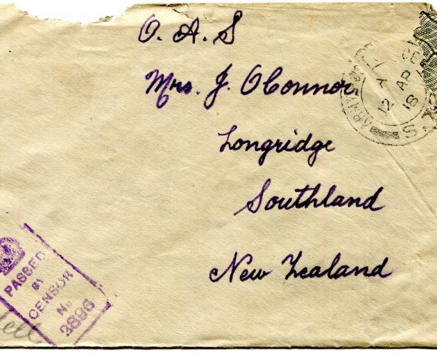 Cover of envelope of letter to home. Image: supplied Cover of envelope of letter to home. Image: supplied