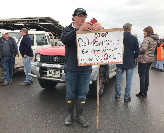 A farmer protesting in Christchurch. Photo: Tim Cronshaw