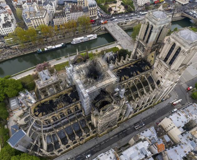 This photo shows the extent of the fire damage to Notre Dame. Photo: Gigarama.ru via AP