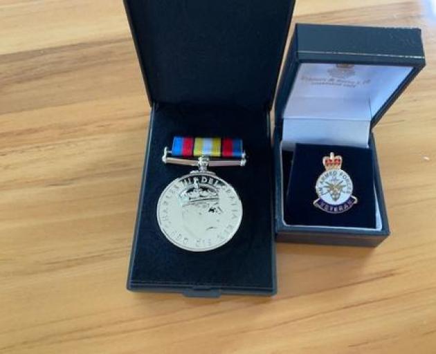 Rossiter’s Nuclear Test Medal engraved with the profile on King Charles. Photo: Supplied
