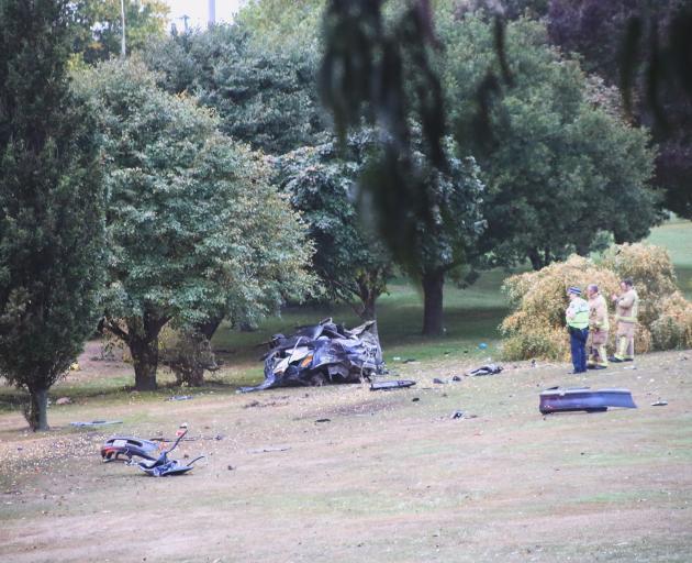 The aftermath of the fatal crash in Oamaru. 